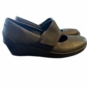 ECCO Skyler 45 Wedge Mary Jane Pump Shoes Black Leather US 7 Women NEW